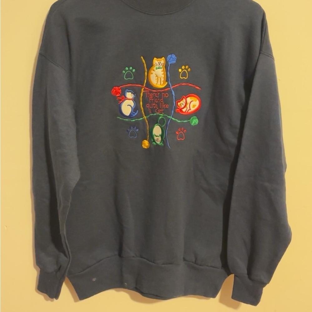 Men's Black Cat Embroidered Sweater